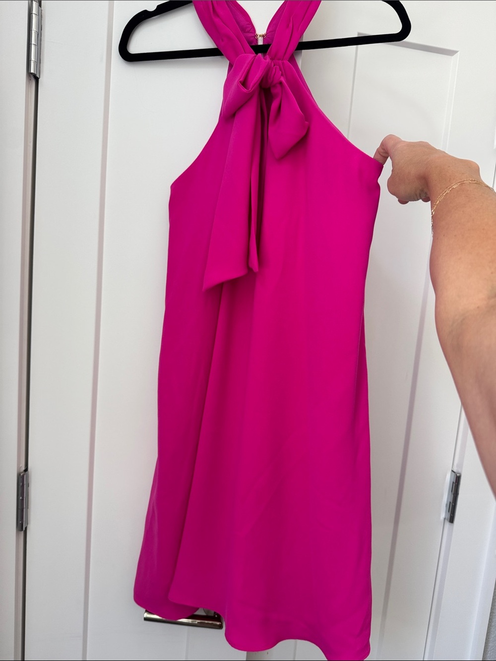 Trina Turk Fuchsia Halter Tie-Neck Mini Dress